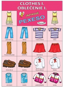Anglické pexeso: Clothes I. / Oblečenie I.