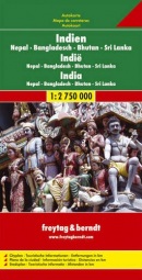 Automapa Indie 1:2,750mil.-Nepál-Bangladéš-Srí Lanka (freytag & berndt)