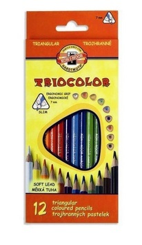 Trojhranné školské pastelky - 12 farieb