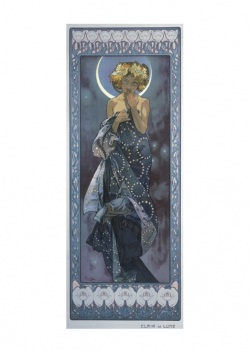 Pohľadnica Alfons Mucha – The Moon, krátka