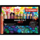Farbičky STABILO woody 3 in1 10ks so strúhadlom ,,ARTY,,