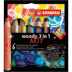 Farbičky STABILO woody 3 in1 6ks so strúhadlom ,,ARTY,,