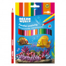 Junior farebné pastelky trojhranné motív podmorský svet 18 ks