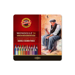KOH-I-NOOR akvarelové pastelky Mondeluz sada 24 ks v plechovom boxe
