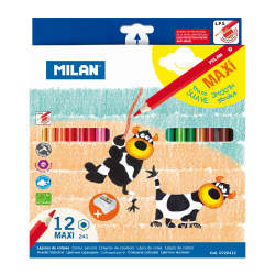 Milan farebné pastelky Maxi šesťhranné a strúhadlo 12 ks