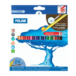 Milan akvarelové farebné pastelky trojhranné s štetec 24 ks