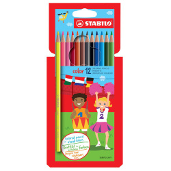 STABILO color Farebné ceruzky, šesť-hranné, 10 ks rôznych farieb + 2 neónové farby