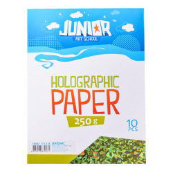 Dekoračný papier A4 holografický zelený 250 g sada 10 ks