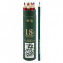 Farebné pastelky šesťhranné M&G v puzdre sada 18 ks