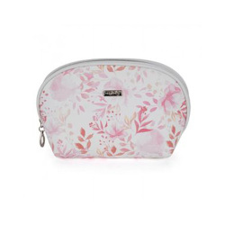 Kozmetická taška Pink flowers - guľatá