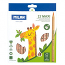 Milan farebné pastelky Maxi trojuholníkové a strúhadlo 12 ks