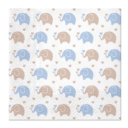 Obrúsky PAW L 33x33cm Baby Elephants blue