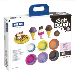 Plastelína Milan Soft Dough sada 6 farieb a nástrojov s motívom zmrzliny