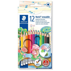 Farebné ceruzky s gumou, šesťhranné, STAEDTLER "Noris Club", 12 rôznych farieb