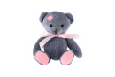 Medveď sediaci s ružovou mašľou plyšový 18 cm modrý
