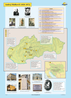 Andrej Sládkovič (1820-1872), nástenná, fóliovaná, lištovaná mapa (120x160 cm)