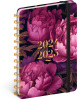 Špirálový 18-mesačný diár Petito – Fialové kvety 2024/2025, 13 × 18 cm (NOTIQUE)