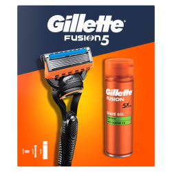 Darčeková sada Gillette Fusion - holiaci strojček, náhradná hlavica, holiaci gél 200 ml